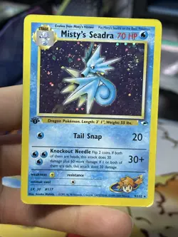 1st Edition Misty's Seadra 9/132 Gym Heroes 2000 Holo Rare WOTC Pokemon Card TCG - Image 3