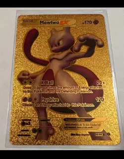 Pokemon Mewtwo EX 98/99 Next Destinies Gold Foil Fan Art Textured Collector Card - Image 2