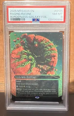 Raging Ravine (0125) (Borderless) (Galaxy Foil) (EOS) Magic The Gathering PSA 8 - Image 1