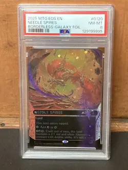 Needle Spires (0120) (Borderless) (Galaxy Foil) (EOS) Magic the Gathering PSA 8 - Image 1