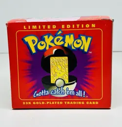 SEALED 1999 POKEMON LIMITED EDITION 23k GOLD PLATED CARD IN W/ BOX - Image 1