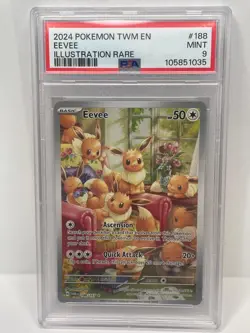 Pokemon TCG Eevee Illustration Rare Twilight Masquerade PSA 9 MINT - Image 1