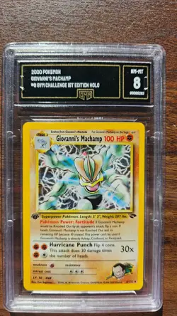 Pokemon 1st Edition Giovanni's Machamp 8/132 Gym Challenge Graded 8 NM/Mint - Image 1