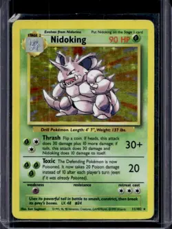 1999 Pokemon Unlimited Nidoking Rare Holo #11/102 - Image 1