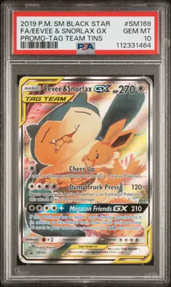 2019 POKEMON SM BLACK STAR PROMO #SM169 FULL ART/EEVEE & SNORLAX GX PSA 10 - Image 1