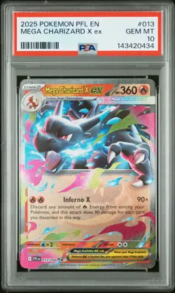 2025 POKEMON PFL EN-PHANTASMAL FLAMES #013 MEGA CHARIZARD X EX PSA 10 - Image 1