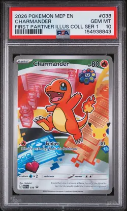 2026 POKEMON PROMO FIRST PARTNER ILLUSTRATION COLLECTION #038 CHARMANDER PSA 10 - Image 1