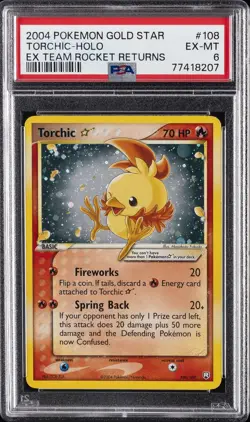 2004 POKEMON EX TEAM ROCKET RETURNS GOLD STAR #108 TORCHIC-HOLO PSA 6 - Image 1