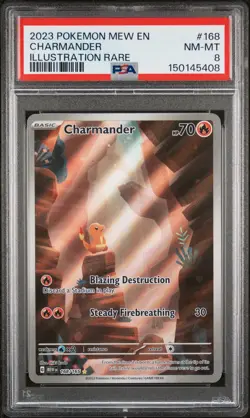 2023 POKEMON MEW EN-151 ILLUSTRATION RARE #168 CHARMANDER PSA 8 - Image 1