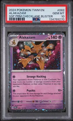 2024 POKEMON TWM EN-TWILIGHT MASQUERADE #082 ALAKAZAM PSA 10 - Image 1