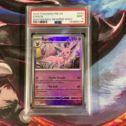 Pokemon Espeon 033/131 Sv: Prismatic Evolutions Master Ball Rare Holo PSA 9 - Image 1