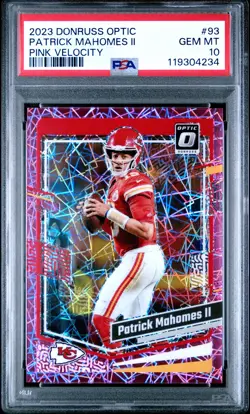 2023 PANINI DONRUSS OPTIC PINK VELOCITY #93 PATRICK MAHOMES II 5/79 PSA 10 - Image 1