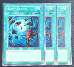 3x Heavy Storm SD4-EN019 Structure Deck: Fury from the Deep 1st Ed LP Playset - Image 1