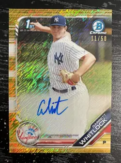 2019 Bowman Chrome Garrett Whitlock Auto 1st Gold Shimmer Refractor #/50 Yankees - Image 1