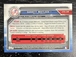 2019 Bowman Chrome Garrett Whitlock Auto 1st Gold Shimmer Refractor #/50 Yankees - Image 2
