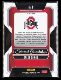 2025 Panini Prizm Draft Picks #1 Caleb Downs Student Orientation Gold Ice - Image 2