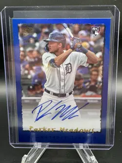 2024 Archives Parker Meadows RC “95 Fan Favorites” Blue On Card Auto /25 Detroit - Image 1