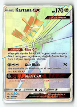 Pokemon Card Kartana GX (Secret) LP SM - Crimson Invasion Secret Rare 117/111 - Image 1