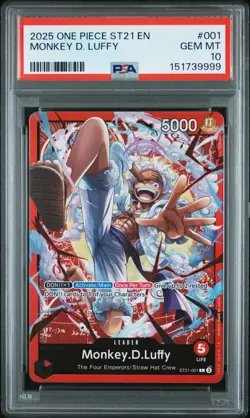 2025 ONE PIECE STARTER DECK ST21-EX GEAR 5 #001 MONKEY D. LUFFY PSA 10 - Image 1