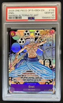 2026 One Piece Adventure on Kami's Island Enel Manga Art #OP15-118 PSA 10 - Image 1