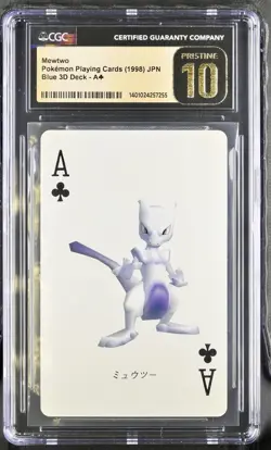 Mewtwo Pokemon Playing Cards Poker Blue 3D Deck Ace Clubs CGC 10 PRISTINE POP 3 - Image 1