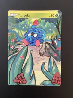 Tangela Full Art Painted ACEO Acrylic Custom Art Card 1/1 - Image 1