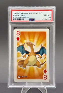 POP OF 25 Charizard PSA 10 GEM MINT Pokemon All Star Playing Cards 8 Of Diamonds - Image 1
