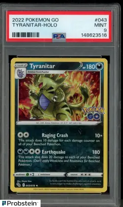 #2 2022 Pokemon Go #043 Tyranitar Holo PSA 9 MINT - Image 1