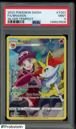 2022 Pokemon SWSH Silver Tempest #TG01 FA Braixen PSA 9 MINT - Image 1