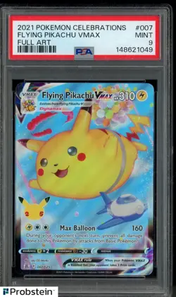 #1 2021 Pokemon Celebrations Full Art #007 Flying Pikachu VMax PSA 9 MINT - Image 1