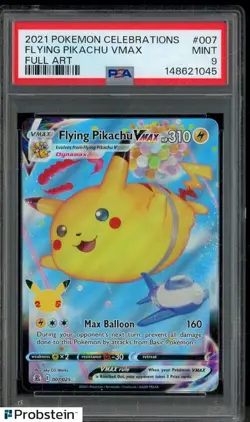 #2 2021 Pokemon Celebrations Full Art #007 Flying Pikachu VMax PSA 9 MINT - Image 1