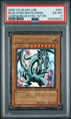 2002 YU-GI-OH! LOB-LEGEND OF BLUE EYES WHITE DRAGON BLUE-EYES WHITE DRAGON PSA 6 - Image 1