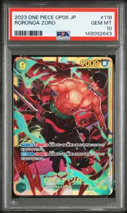 2023 ONE PIECE JAPANESE OP06-WINGS OF THE CAPTAIN #118 RORONOA ZORO BANDAI PSA10 - Image 1