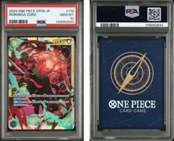 2023 ONE PIECE JAPANESE OP06-WINGS OF THE CAPTAIN #118 RORONOA ZORO BANDAI PSA10 - Image 3