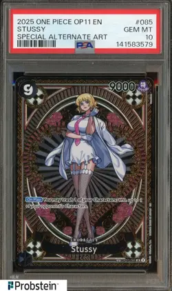 2025 One Piece OP11 EN Stussy Special Alternate Art #085 PSA 10 GEM MINT - Image 1