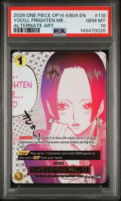 2025 One Piece OP14 EBO4 EN You'll Frighten Me Alternate Art #118 PSA 10 GEM MT - Image 1