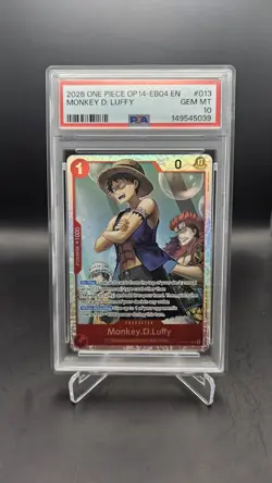 2026 ONE PIECE OP14 EB04 PSA 10 THE AZURE SEA'S SEVEN #013 MONKEY D. LUFFY Holo - Image 1