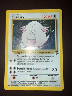 Pokemon! Chansey - Base Set 2 - Holo - 3/130- Damaged! - Image 1