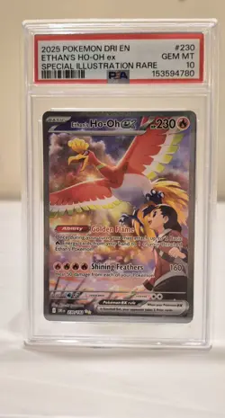2025 Pokemon DRI Destined Rivals Ethan’s Ho-Oh ex #230/182 SIR PSA 10 GEM MT - Image 1