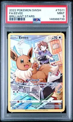 2022 POKEMON SWORD & SHIELD BRILLIANT STARS #TG11 FULL ART/EEVEE PSA 9 - Image 1