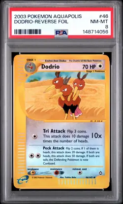 2003 POKEMON AQUAPOLIS #46 DODRIO-REVERSE FOIL PSA 8 - Image 1