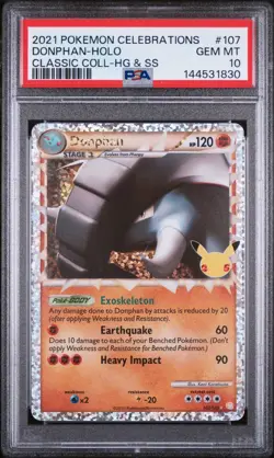 2021 POKEMON CELEBRATIONS CLASSIC COLL #107 DONPHAN-HOLO PSA 10 - Image 1