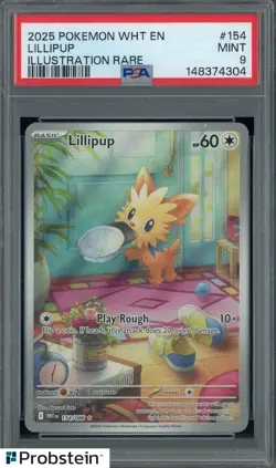 2025 Pokemon WHT En Illustration Rare #154 Lillipup PSA 9 MINT - Image 1