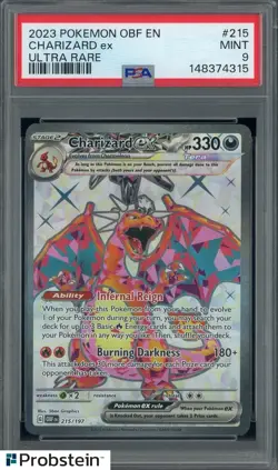 2023 Pokemon OBF En Ultra Rare #215 Charizard Ex PSA 9 MINT - Image 1