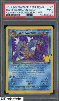 2021 Pokemon Celebrations Classic Coll Team Rocket #8 Dark Gyarados Holo PSA 9 - Image 1