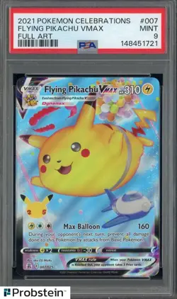 2021 Pokemon Celebrations #007 Full Art Flying Pikachu VMax PSA 9 MINT - Image 1
