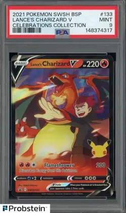 2021 Pokemon SWSH BSP Celebrations Collection #133 Lance's Charizard V PSA 9 - Image 1