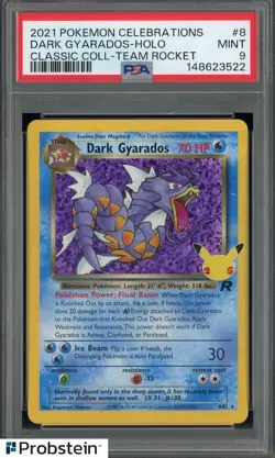 2021 Pokemon Celebrations Classic Coll Team Rocket #8 Dark Gyarados Holo PSA 9 - Image 1