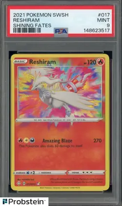 2021 Pokemon SWSH Shining Fates #017 Reshiram PSA 9 MINT - Image 1