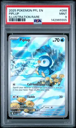2025 Pokemon Phantasmal Flames Piplup Illustration Rare #098 PSA 9 MINT - Image 1